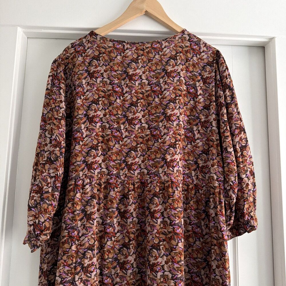 NATURAL LIFE Auguste Boho Maxi Dress Brown Purple Floral Size L/XL Women's - Picture 8 of 8